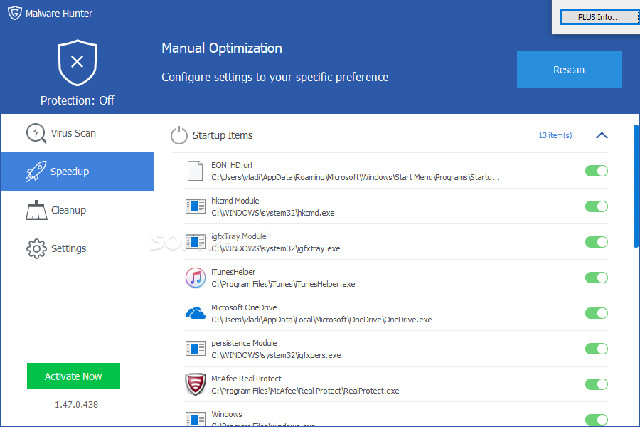 Malware Hunter interface