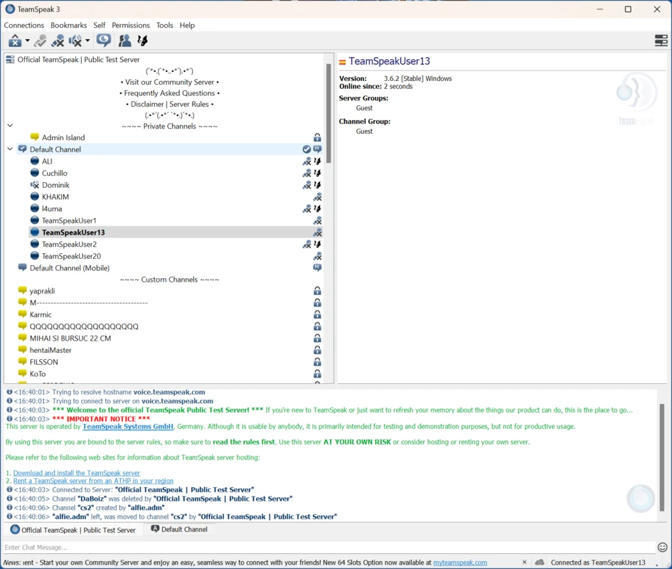 TeamSpeak 3 (Client) 3 Text chat, file transfer, and additional features.
