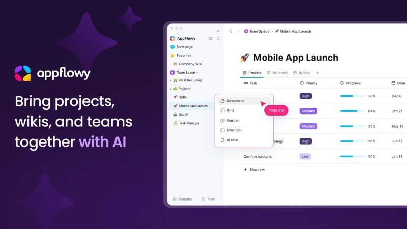 AppFlowy is an open source productivity app that combines notes, tasks, and databases into a flexible workspace built for control and privacy.