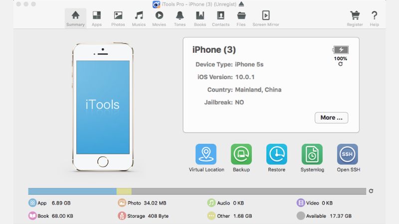 iTools for Mac lets you manage iPhone and iPad data, transfer media, create backups, and organize files 