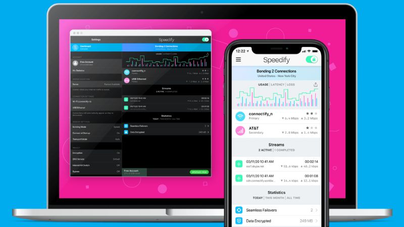 Speedify combines multiple internet connections to improve speed, stability, and reliability for streaming, gaming, video calls, and daily use.